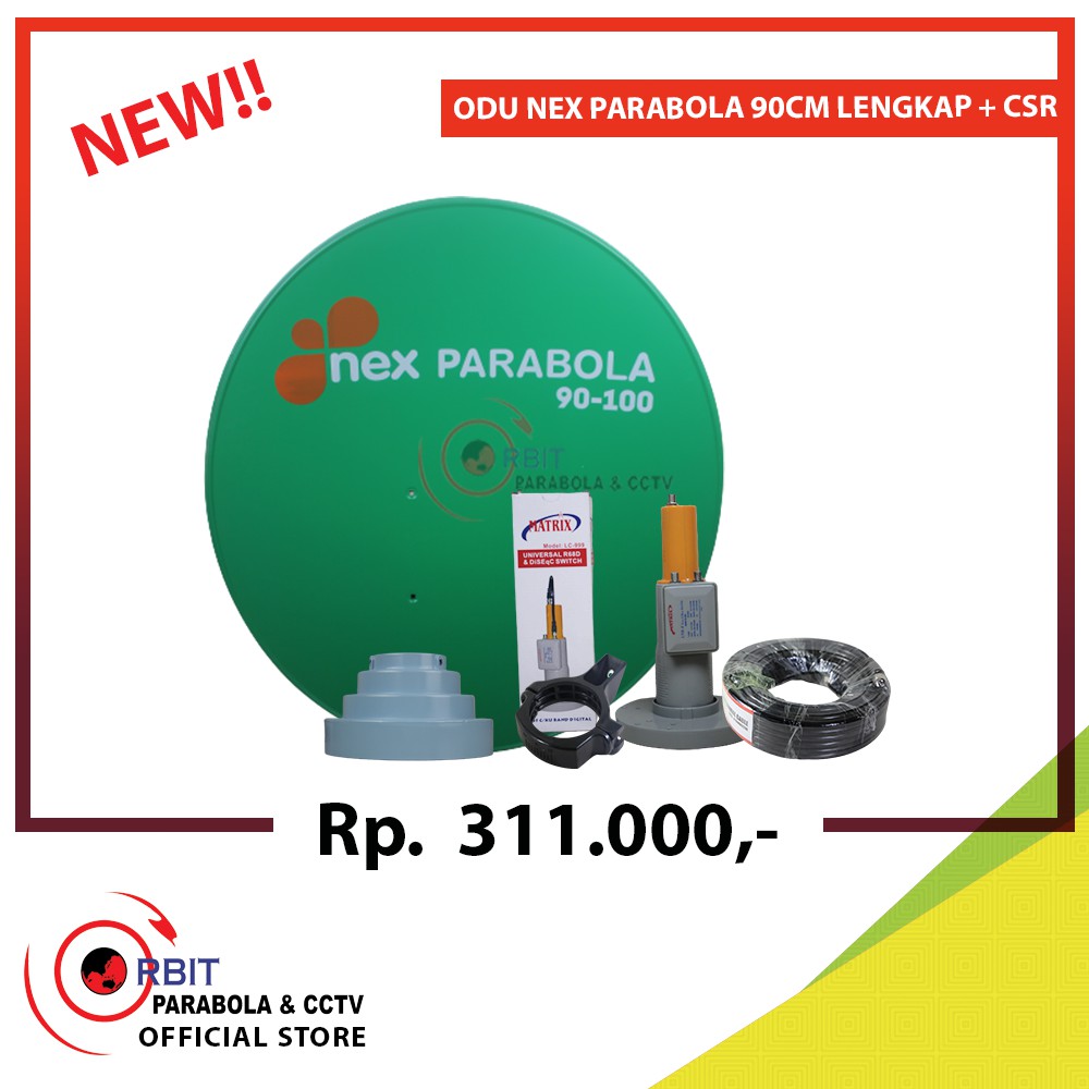 PAKET ODU NEX PARABOLA HIJAU 90-100CM + LNB MATRIX C/KU-BAND + KABEL 15M + CSR + BRACKET CBAND