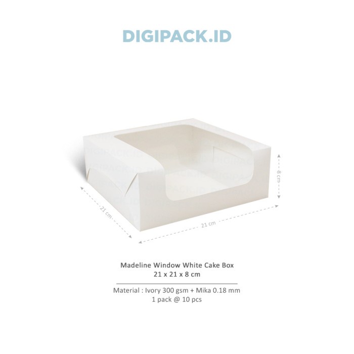 

[Digipack] Madeline Window White Cake Box 21 X 21 X 8 Dus Kue 007
