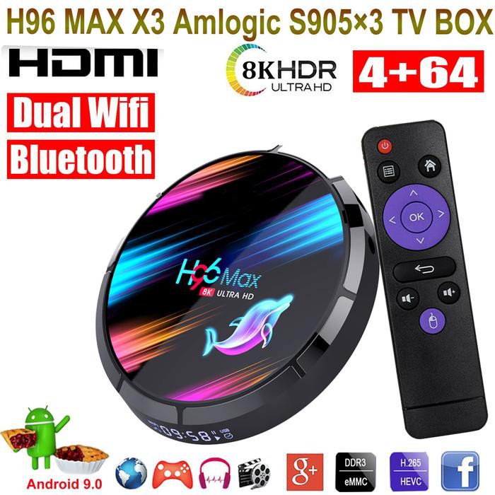 {tivi} H96 MAX X3 4/64 GB Android 9.0 WIFI DUAL BAND Smart Box Amlogic S905X3 Diskon