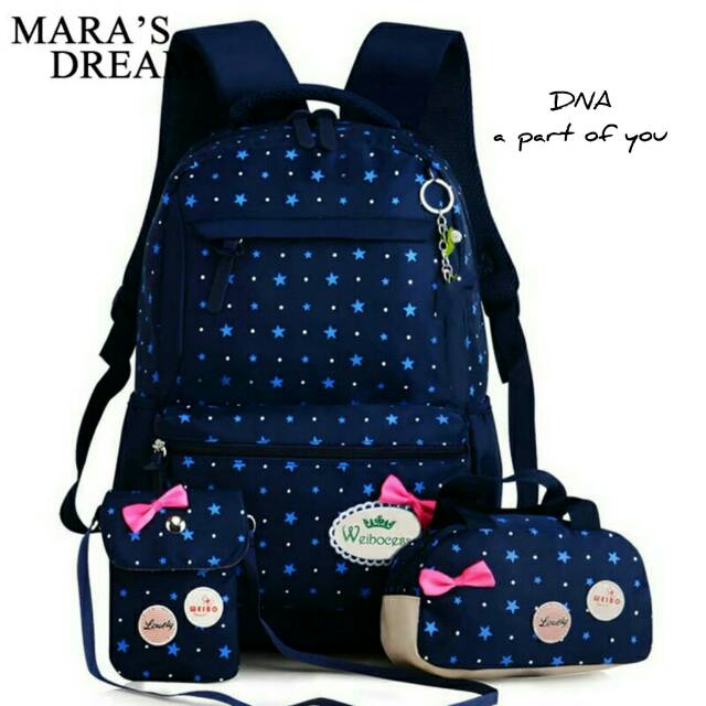 Backpack termurah/terlaris/Ransel 3in1 bintang polka