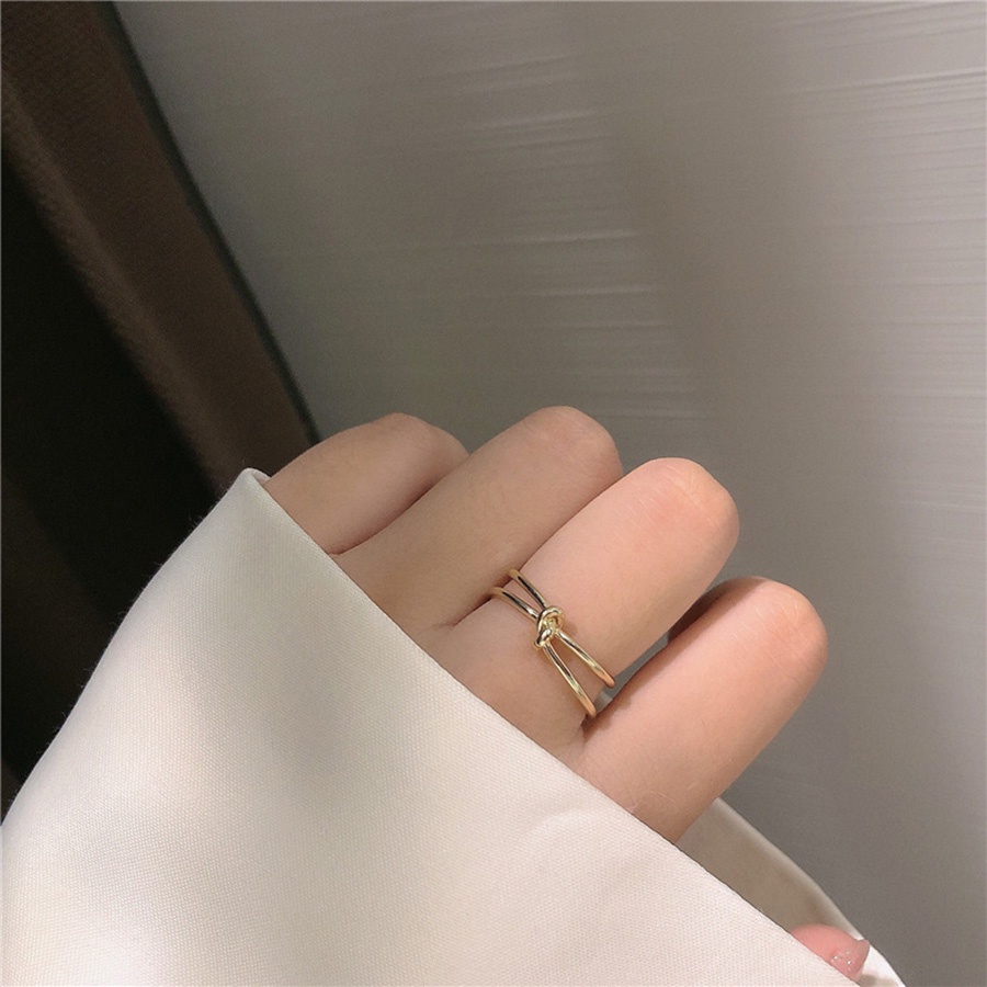 Kreatif Cincin Simpul Baja Titanium Emas Fashion Wanita Sederhana Terbuka Rings Adjustable Size