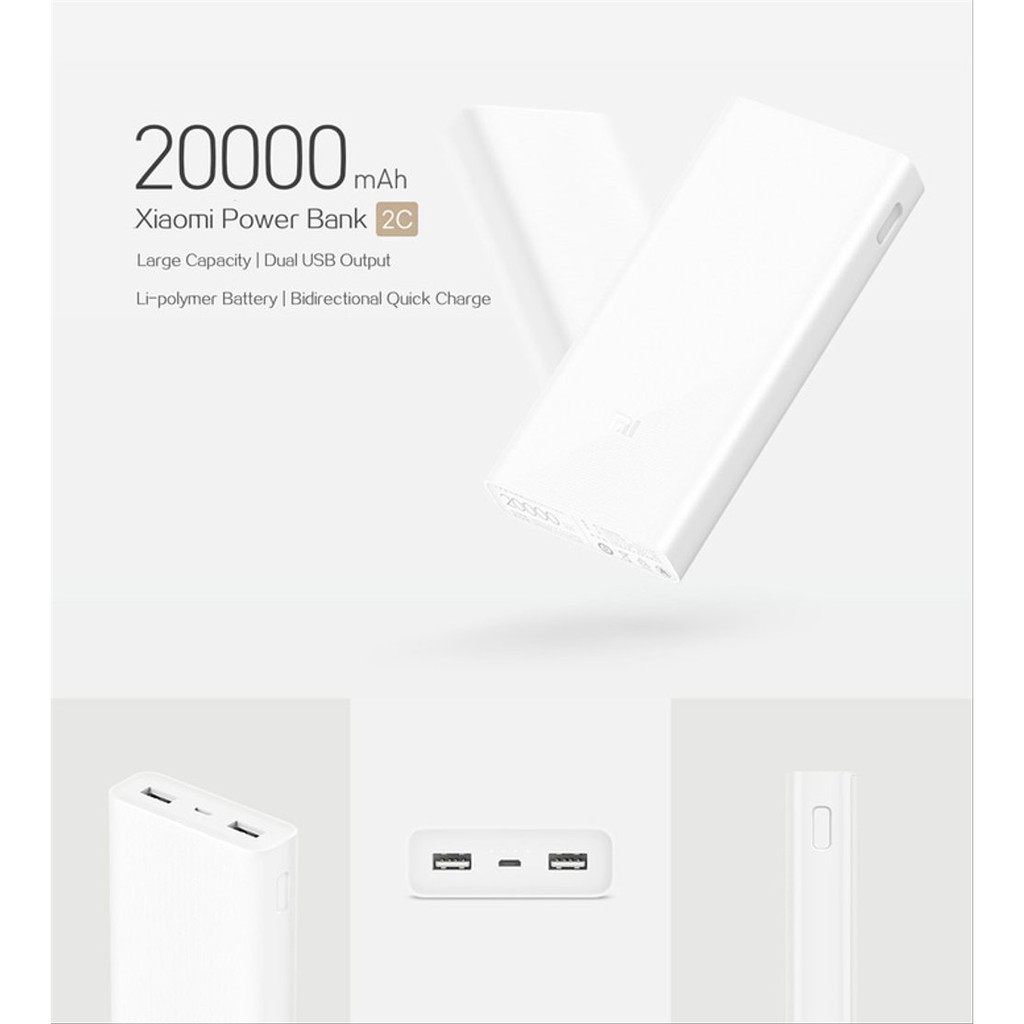 POWERBANK XIAOMI 2C 20000MAH REAL CAPACITY FAST CHARGING