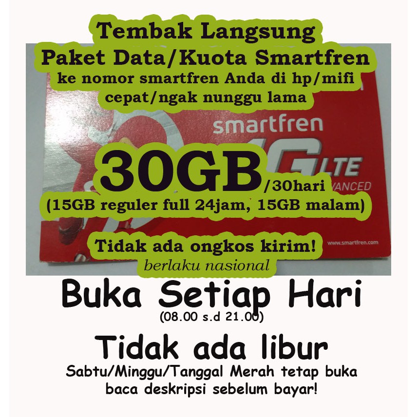 Promo Kuota Besar 30gb Smartfren 4g Lte Langsung Tembak Ke Nomor