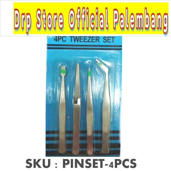 Pinset Tweezers Pinset Lurus Bengkok 4 PCS