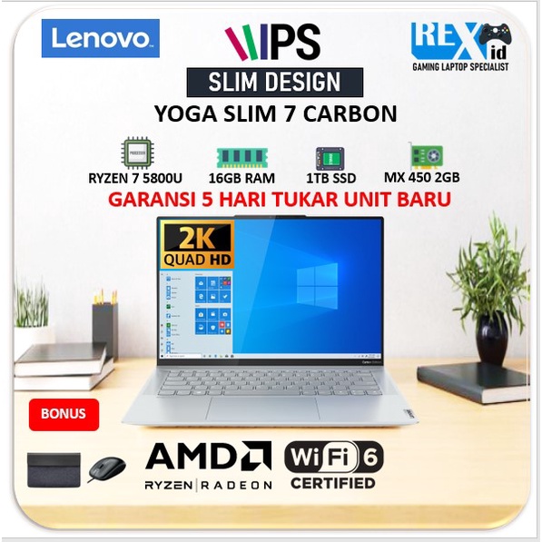 LENOVO YOGA SLIM CARBON RYZEN 7 5800U 16GB RAM MX 450