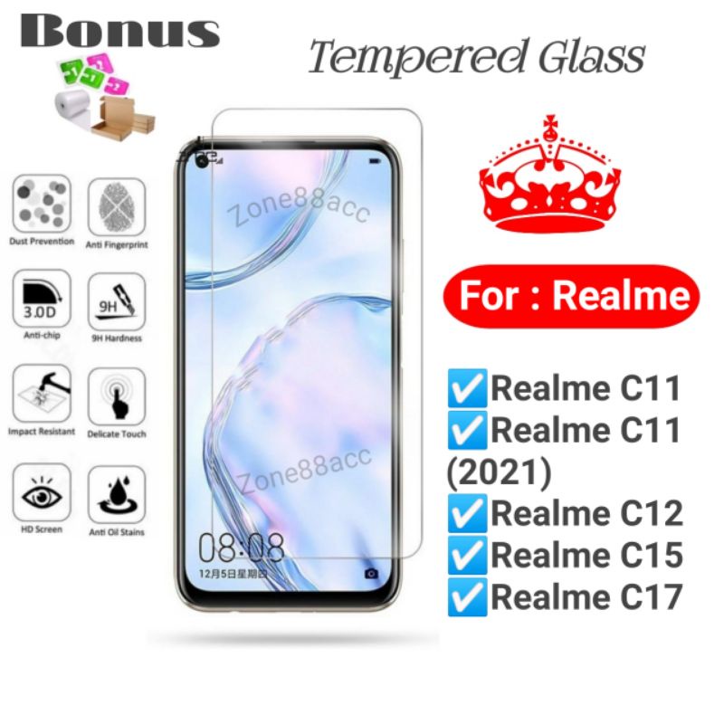 Antigores Tempered glass screen guard protector Realme C11 C12 C15 C17 2021 TG Bening Antiblue Spy Blue light Full Garskin Lensa Lens Pelindung Layar 9D