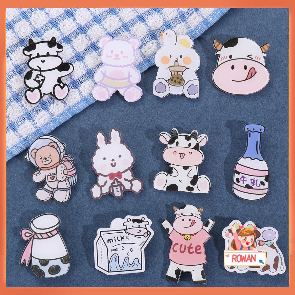 ROW Cute Lapel Pins Cartoon Makeup Badges Brooch Women Gift Creative Boys Cows Girls Anti Light Buckle