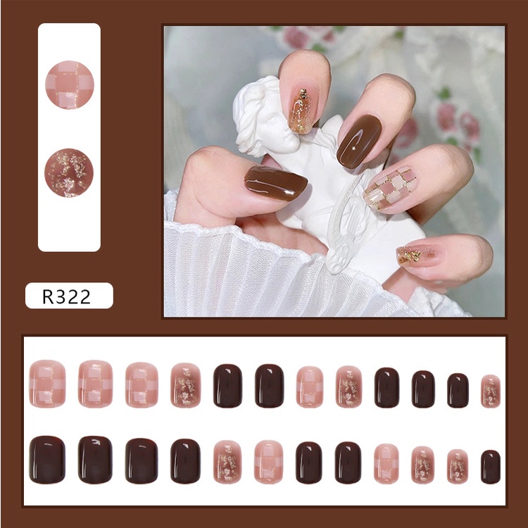 R321-r340 24pcs / Kotak Kuku Palsu Full Cover Untuk Nail Art