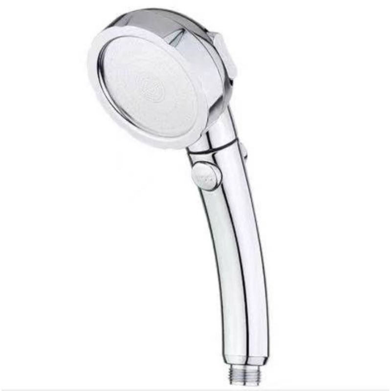 Kepala Shower Mandi Stainless Hemat Air Model Jepang Tombol Stop + 3 Mode