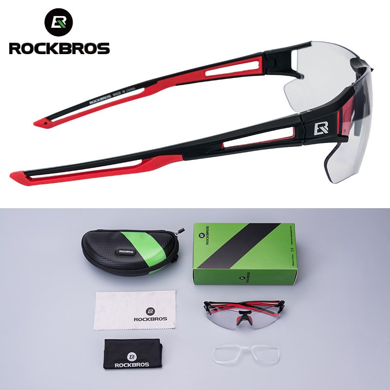 BISA COD ROCKBROS Kacamata Sepeda Olahraga Lensa Photochromic - 10112 - Black/Red