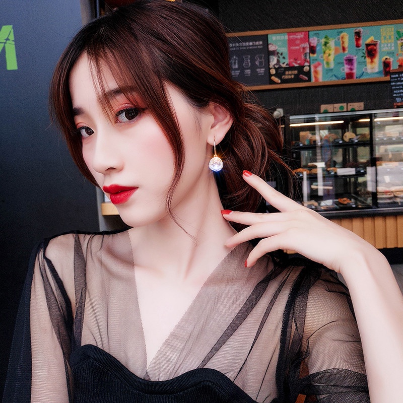 [ 1 Pair Vintage  Double Cricle Crystal Pendant Earrings  Dangle Earrings Ear Jewelry Accessories ]