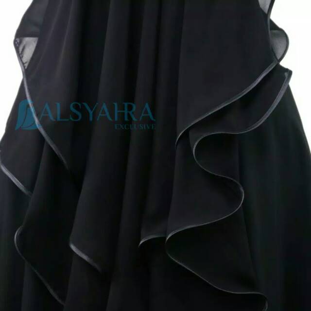 Niqab Butterfly 2 Layer Sifon Silk Jetblack By Alsyahra Exclusive