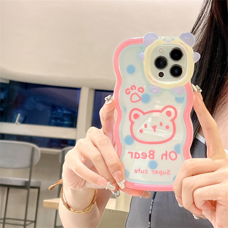 Soft Case Pelindung Bumper Shockproof Motif Kartun Beruang Untuk iPhone 14 13 12 11 Pro Max X Xr Xs Max 7 8 6 6s Plus SE