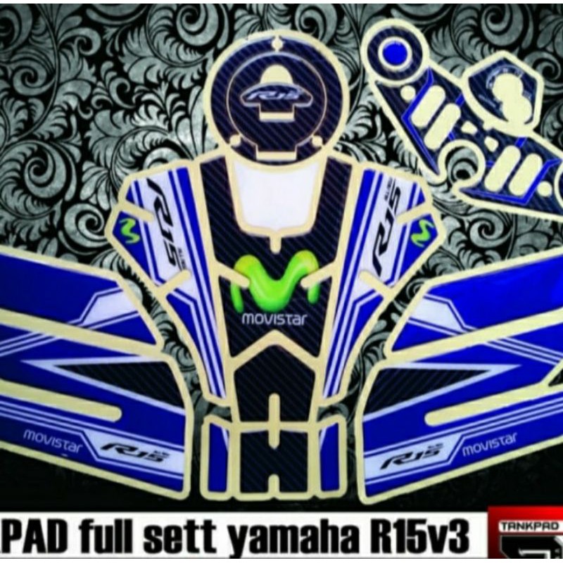 Stiker Sticker Resin Timbul Tankpad Full Set Yamaha R15 V3