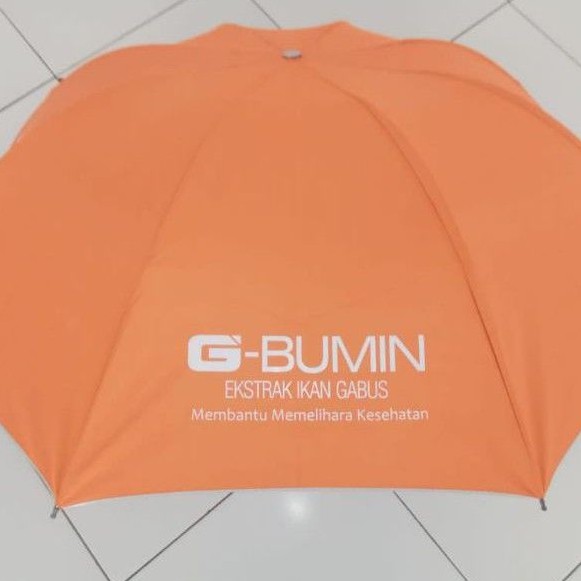 Payung warna ORANGE bawah silver UV Protection bisa + Sablon Custom 1 film 1 Warna 4 sisi