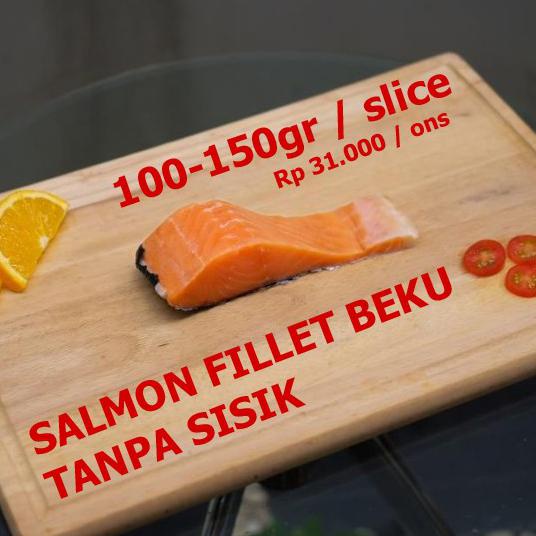 

Ready Stock] Salmon Beku Salmon Fillet Tanpa Sisik Salmon Steak Slice Fillet 100Gr