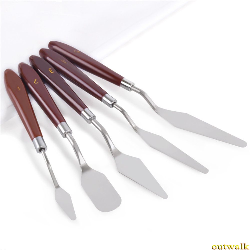 5pcs / Set Spatula Multifungsi Bahan Stainless Steel Untuk Membuat Kue