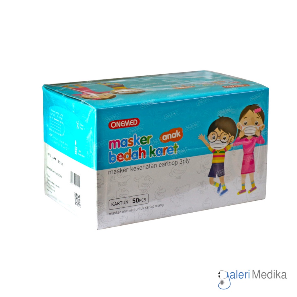 OneMed Masker Anak Earloop 3Ply Motif Kartun - Masker Bedah Karet / Surgical Mask Box Isi 50 Pcs