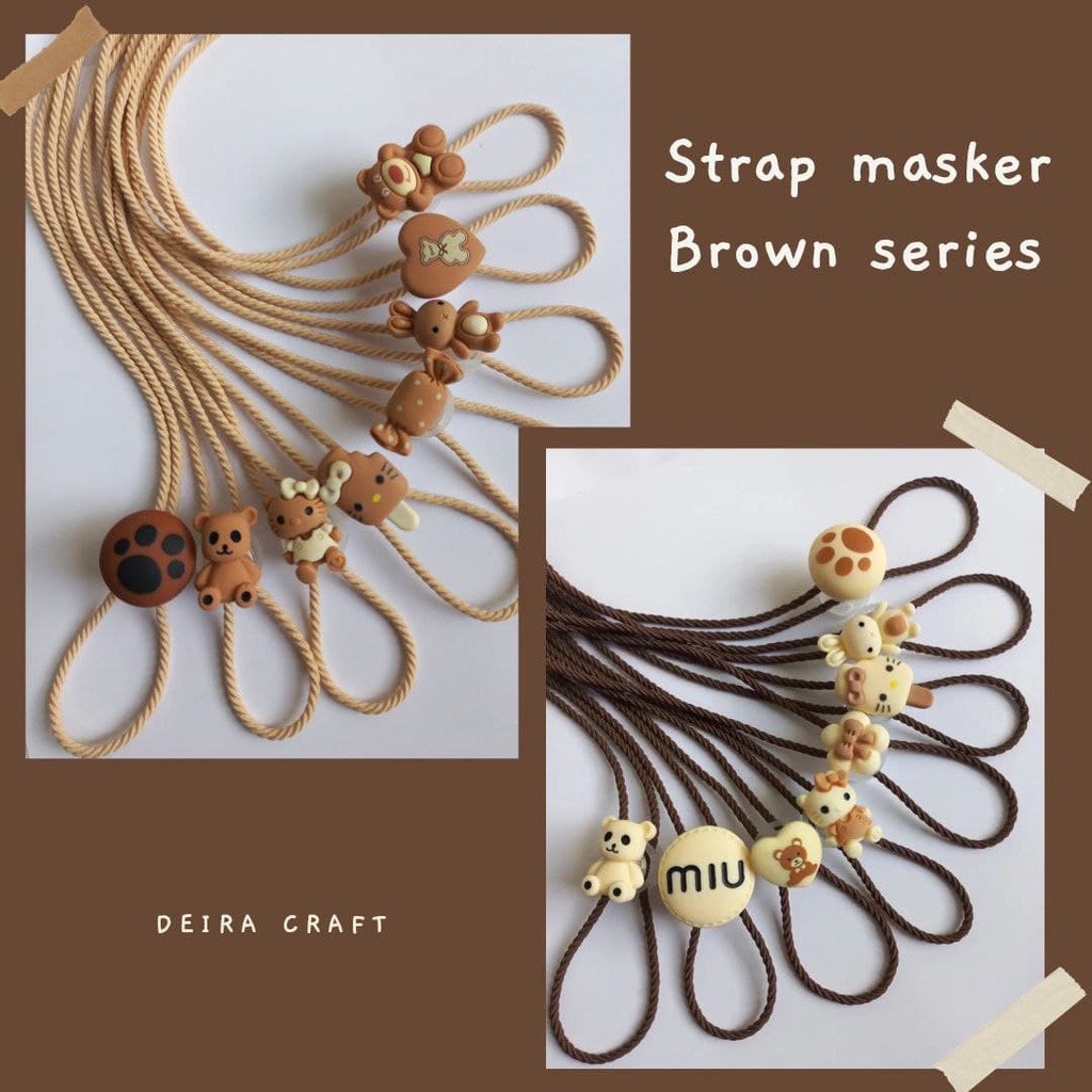 [FREE ONGKIR] READY STOK SIAP KIRIM Strap Masker Karakter Anak / Konektor Masker Karakter Brown Edition Premium / Strap Masker 2 In 1 / Tali Masker Hijab