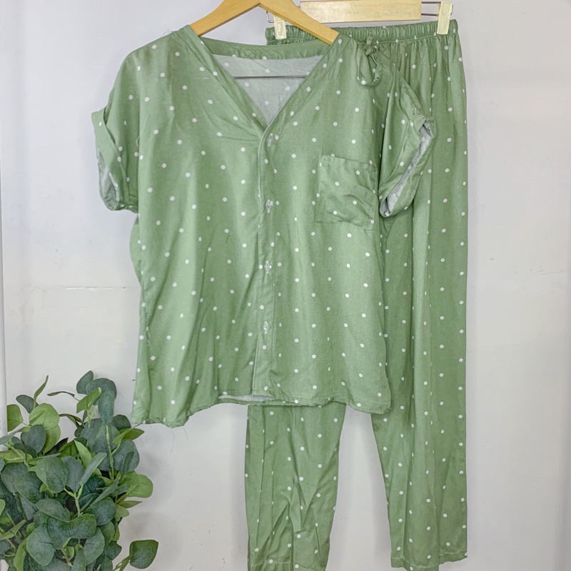 PIYAMA VNECK / PIYAMA KANCING HITS PIYAMA KANCING BUSUI / PIYAMA RAYON / HOMEWEAR-NC 34