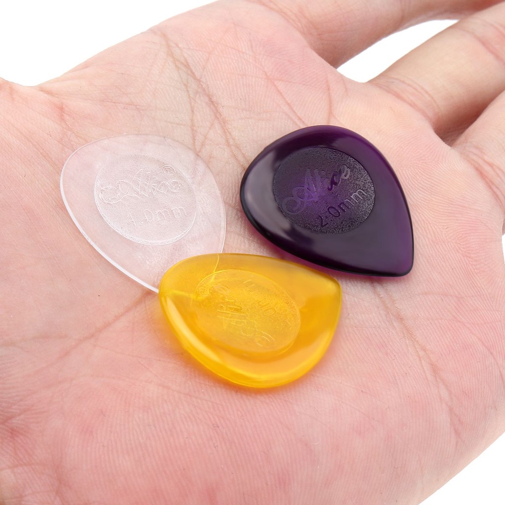 3pcs / lot Picks Gitar 1.0 / 2.0 / 3.0mm Bahan ABS Transparan Anti Slip Bentuk Tetesan Air Warna-Warni Untuk Ukulele