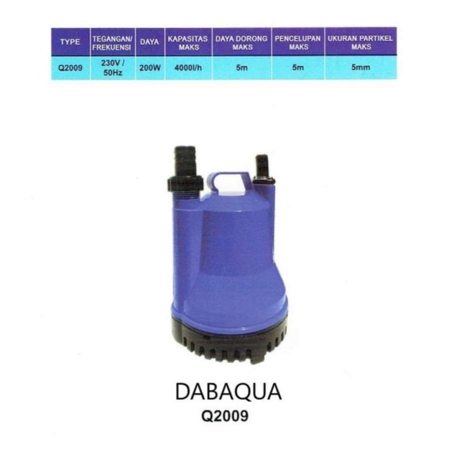 Pompa Air Celup Dabaqua Q2009 ( kuras Tandon, kolam ikan, banjir)