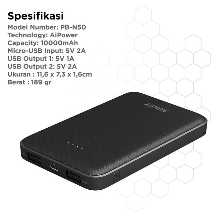 Aukey PB-N50 10000mAh Compact Power Bank 10000 mAh Powerbank