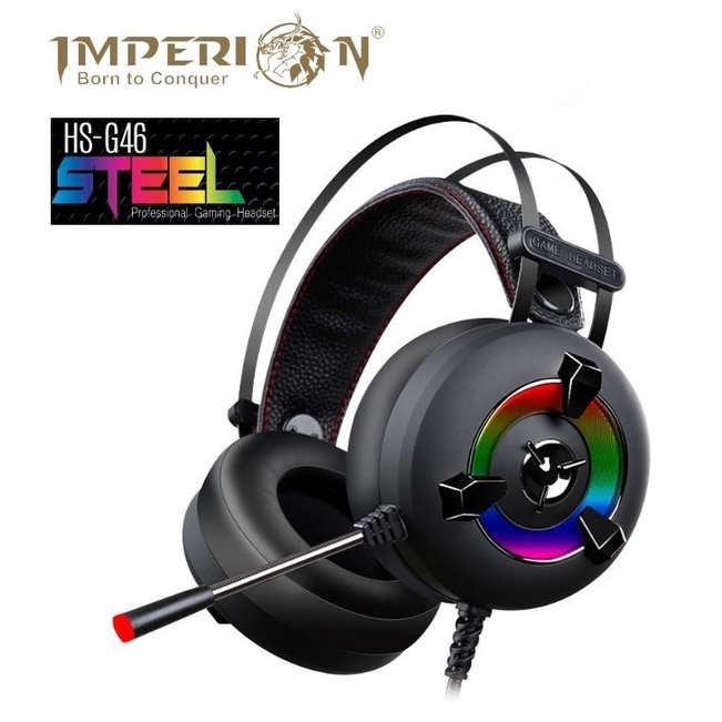 Headset gaming imperion wired audio 3.5mm Usb running rgb steel Hs-G46 ORIGINAL HEADSET IMPERION