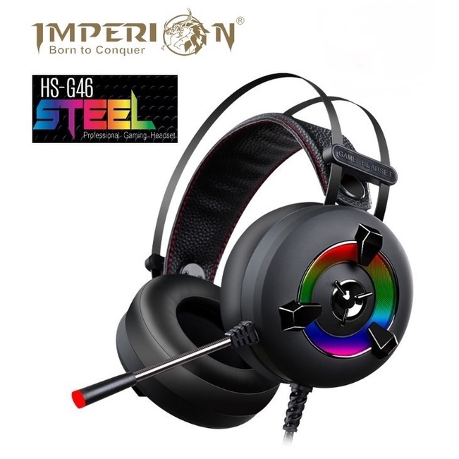 Headset gaming imperion wired audio 3.5mm Usb running rgb steel Hs-G46