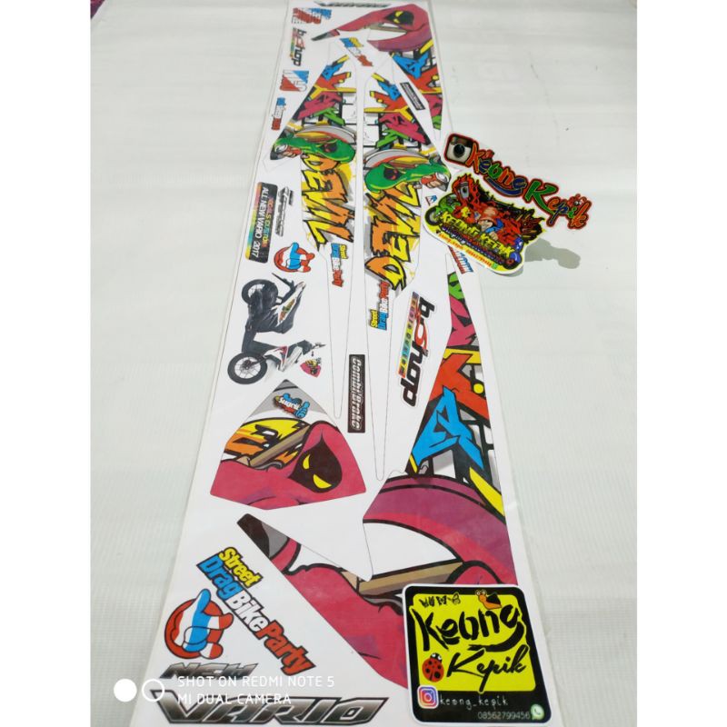 (BISA COD) STRIPING STIKER LIS VARIASI MOTOR HONDA VARIO 125 - 150 LED LAMA 2015-2017 MOTIF KARTUN D