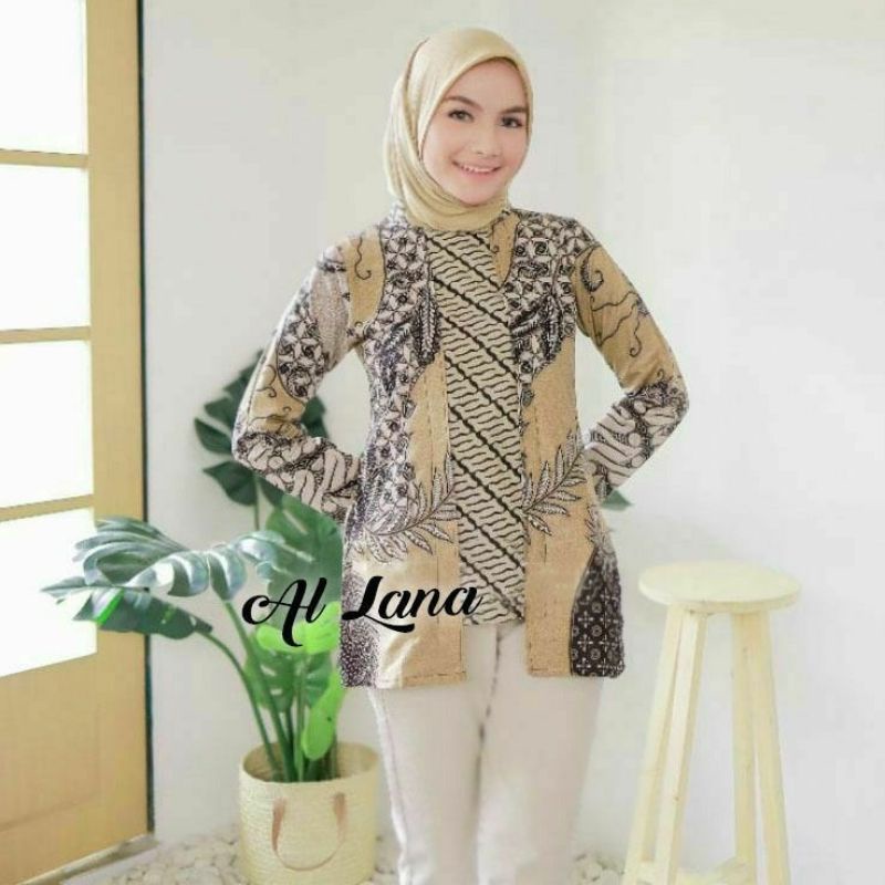 tey-17 Batik Wanita ASJ SA HRB026 Kenongo Kemeja Tosca Pendek-4