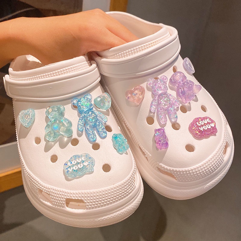 Charms Charm Kancing Crocs Jibitz Crocs Bentuk Beruang Warna Transparan Untuk Aksesoris Sepatu