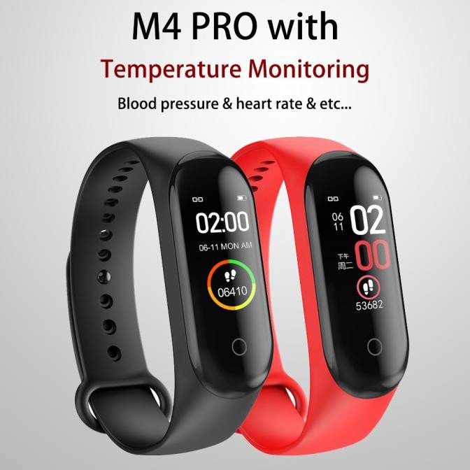 DISKON Smartwatch M4 Pro SmartBand Heart Rate Blood Pressure Original HITAM