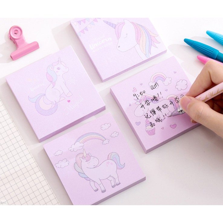 Notes Tempel Sticky Notes Unicorn / Memo Mini Gambar Bunga &amp; Buah / Memo Tempel Kartun Babi Piggy