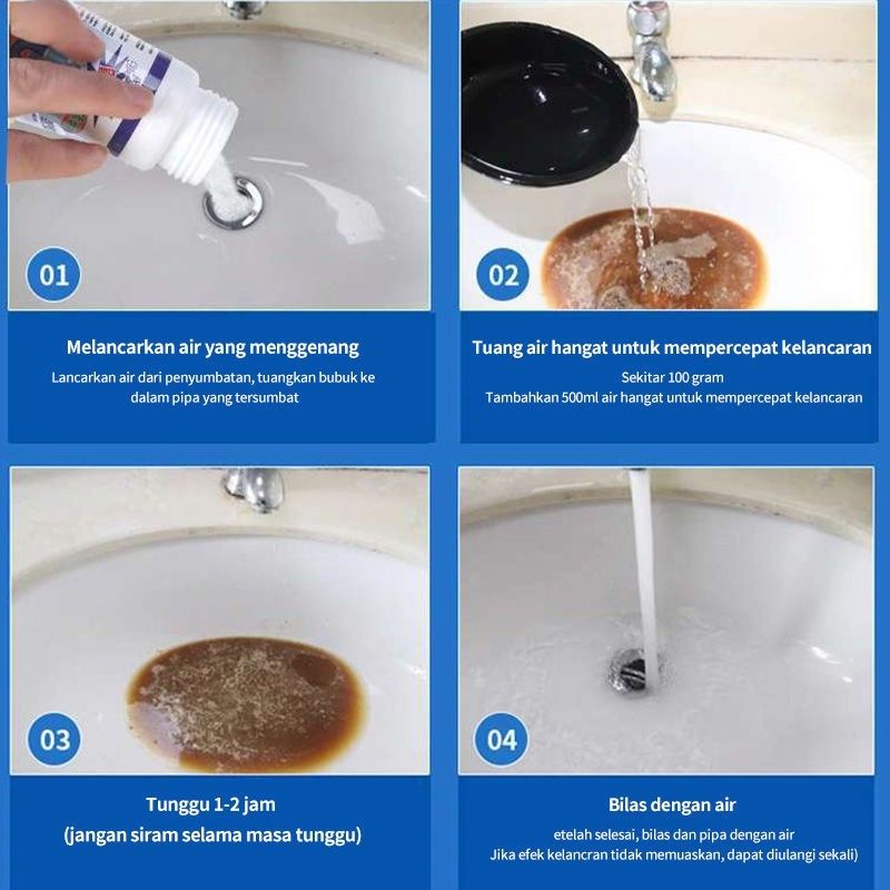 bubuk serbuk anti sumbat/anti mampet memperlancar saluran pipa toilet wc dapur