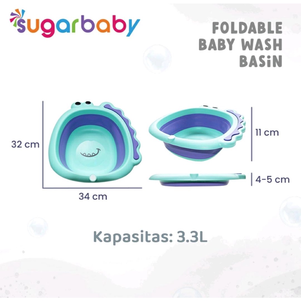 SUGARBABY FOLDABLE BABY WASH BASIN / BASKOM LIPAT BAYI / EMBER LIPAT MULTIFUNGSI