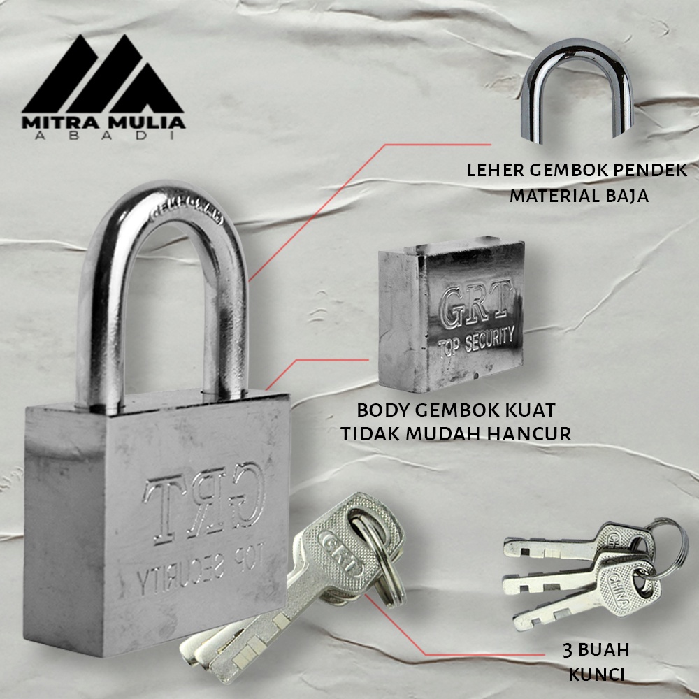 Kunci Gembok Rumah 50 M l Leher Pendek l Iron Pad Lock | gembok rumah