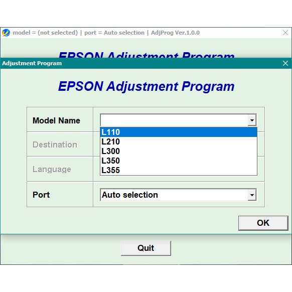 Epson l3050 adjustment program