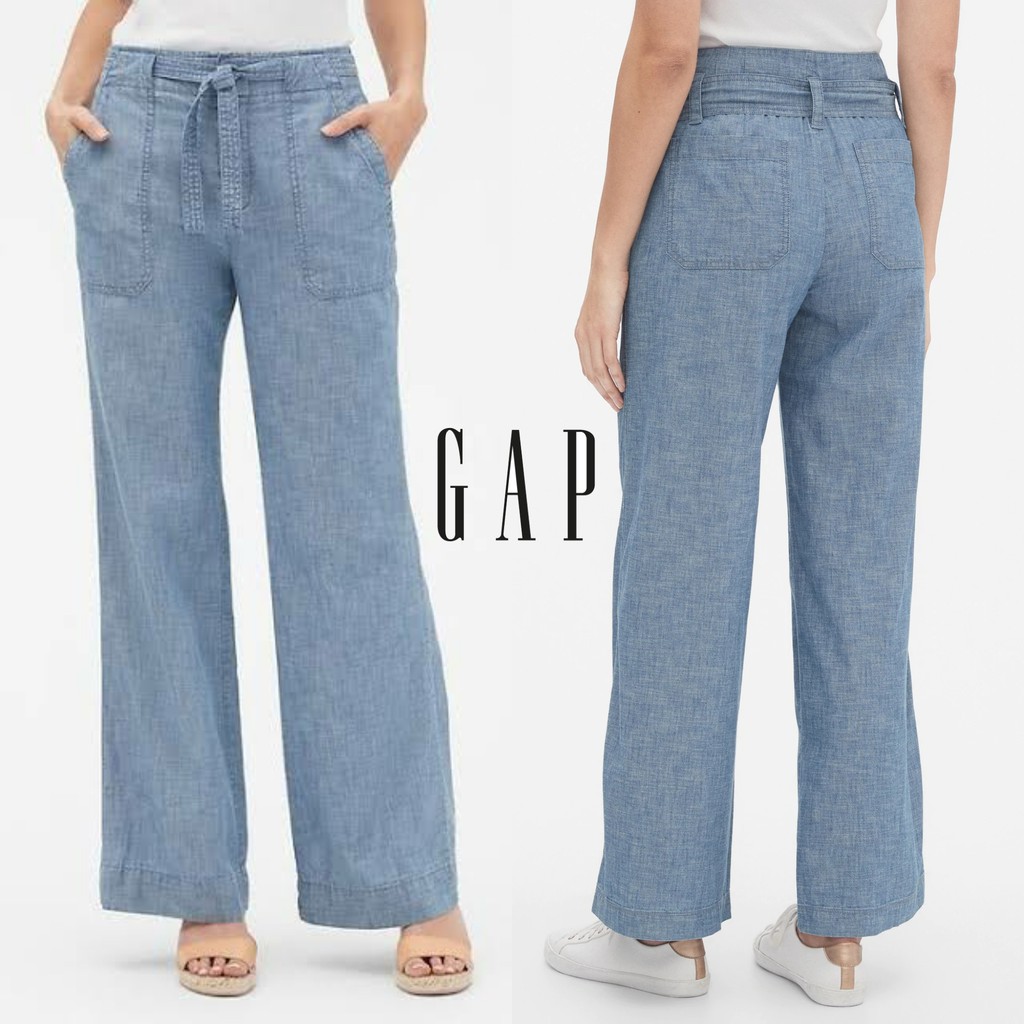 wide leg chambray pants