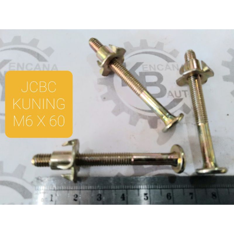 BAUT JCBC M6 X 60 MUR CAKAR KUNING  / KNOCKDOWN / BAUT SPEAKER / BAUT MEBEL / DIPAN  / LIGNA