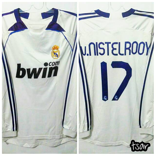 Jersey Real Madrid Home 2007-2008 No.17 v. NISTELROOY Long Sleeve MULTISPORT Lokal Classic Vintage M