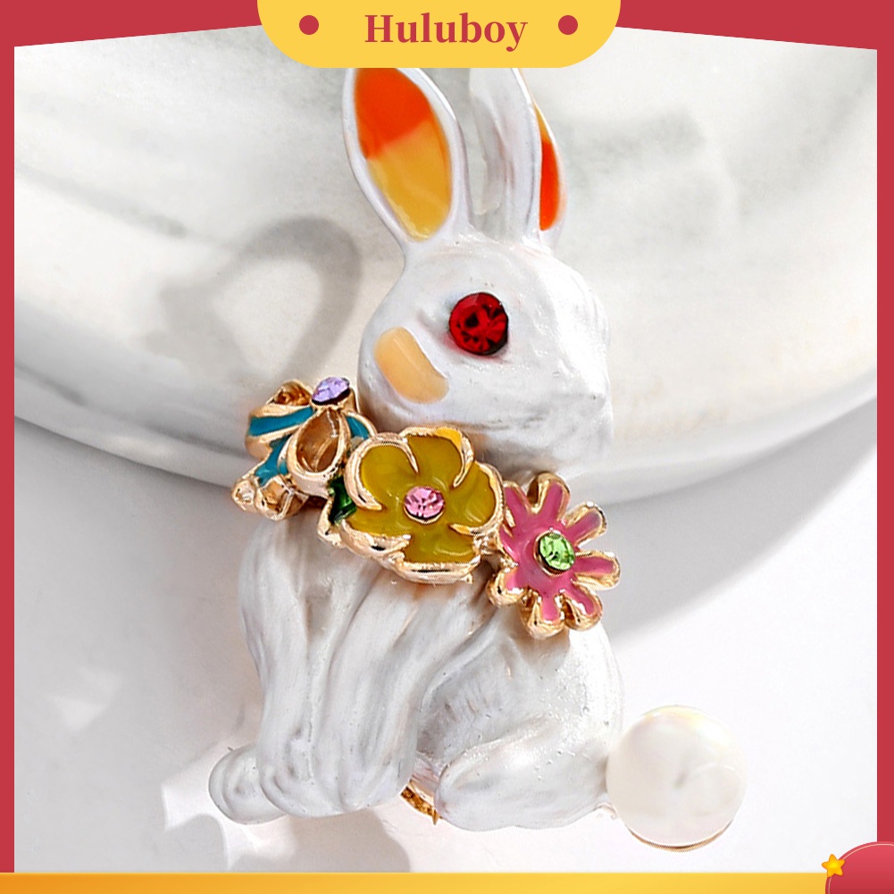 Bros Pin Enamel Bentuk Kelinci Aksen Berlian Imitasi Untuk Wanita