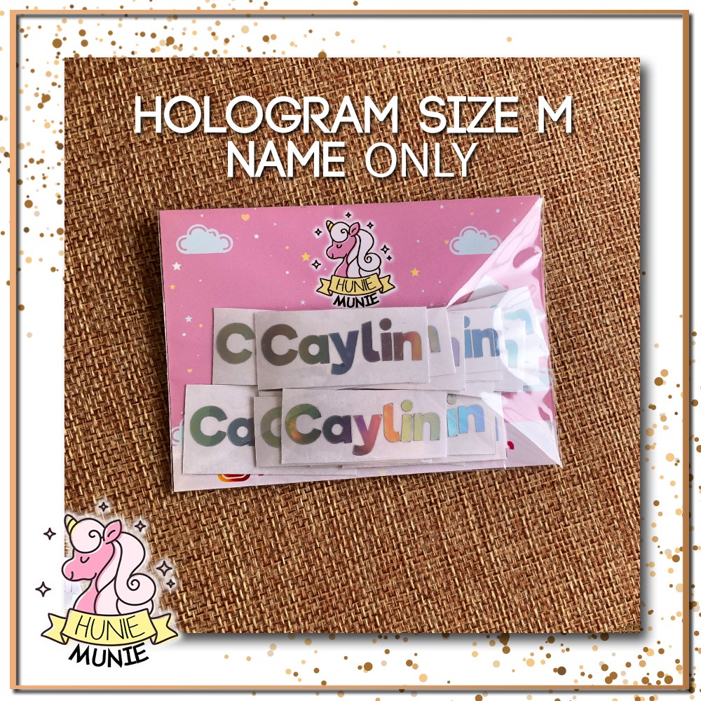 

Sticker Label Nama Custom HOLOGRAM - Name Only (Up to 25pcs) (TERMURAH, 2400/pcs) Stiker