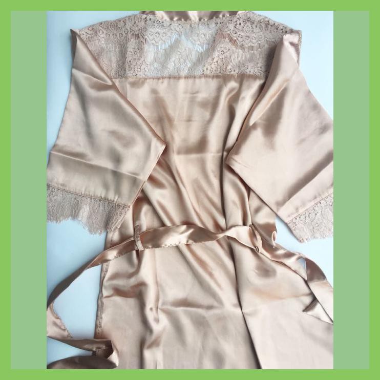 KIMONO SATIN LACE ROBE BRIDE WEDDING