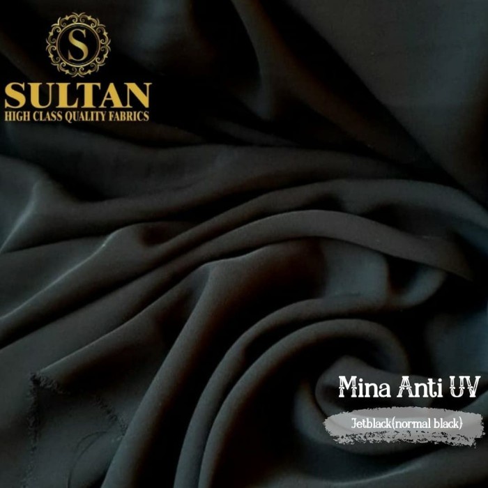 TERBARU     Kain Abaya Sultan Mina Anti Uv Jetblack Polos