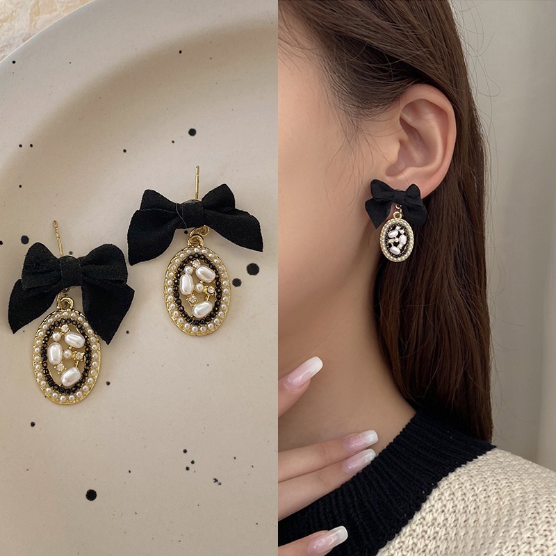 Anting Tusuk Motif Bunga Hias Mutiara Imitasi Ala Korea Untuk Wanita