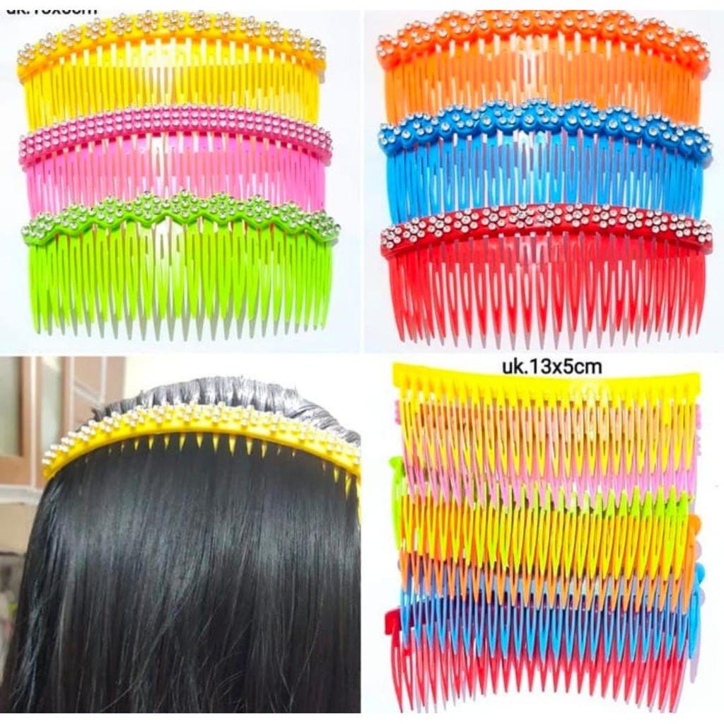 Vinztstore - Sirkam Plastik Berwarna Sisir Hair Comb Sirkam Rambut Mata Sisir Sunggar Mutiara