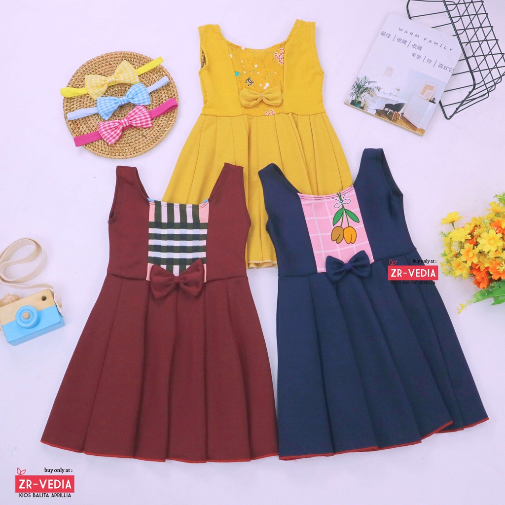 [FREE BANDANA] Dress Clairine uk 1-2 Tahun / Tanktop Dres Anak Perempuan Murah Baju Pakaian Anak Motif Import Gaun