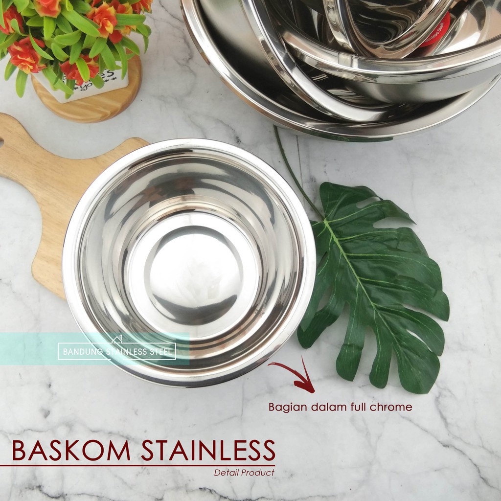 Baskom 36cm tinggi tebal Multi fungsi stainless steel murah wadah