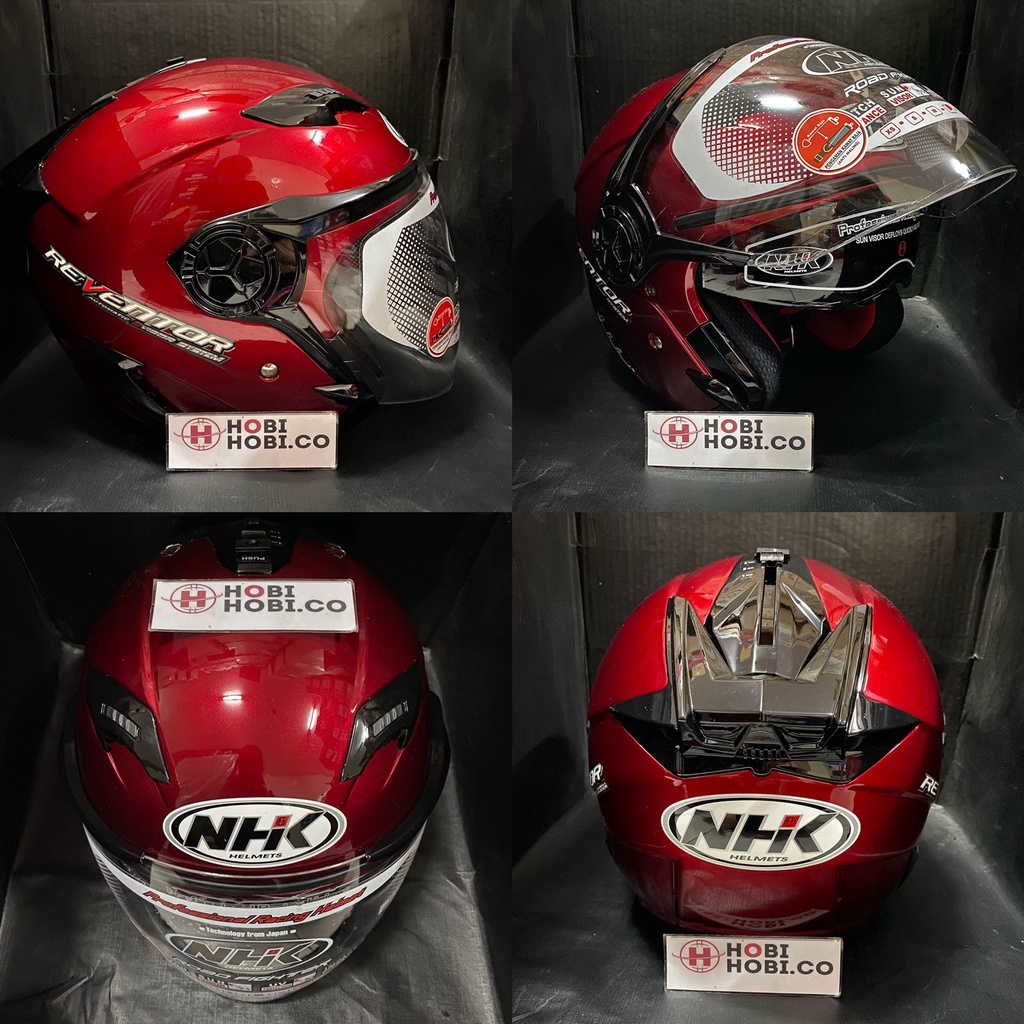 Helm NHK Reventor SOLID MAROON ROYAL RED MERAH Polos HELM NHK HALFFACE HELM NHK Gladiator Double Vis